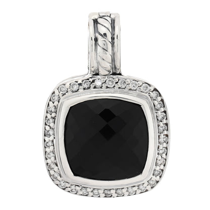 David Yurman Sterling Silver Diamond Black Onyx 11mm Albion Enhancer Pendant 1 of 3