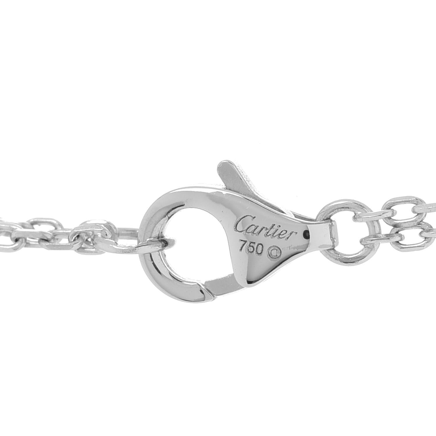 Cartier 18K White Pink Gold Diamond .29ctw Three Ring LOVE Pendant Necklace 8 of 9