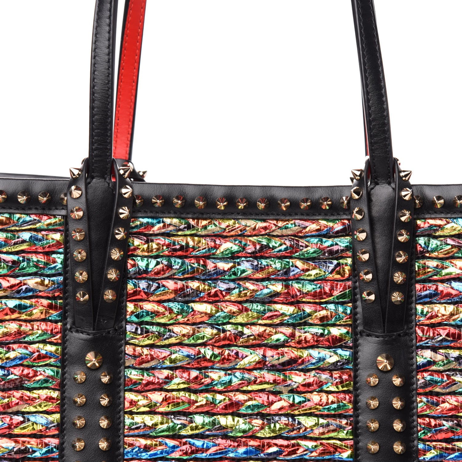 Christian Louboutin Calfskin Metallic Straw Spikes East West Cabata Tote Multicolor 11 of 11