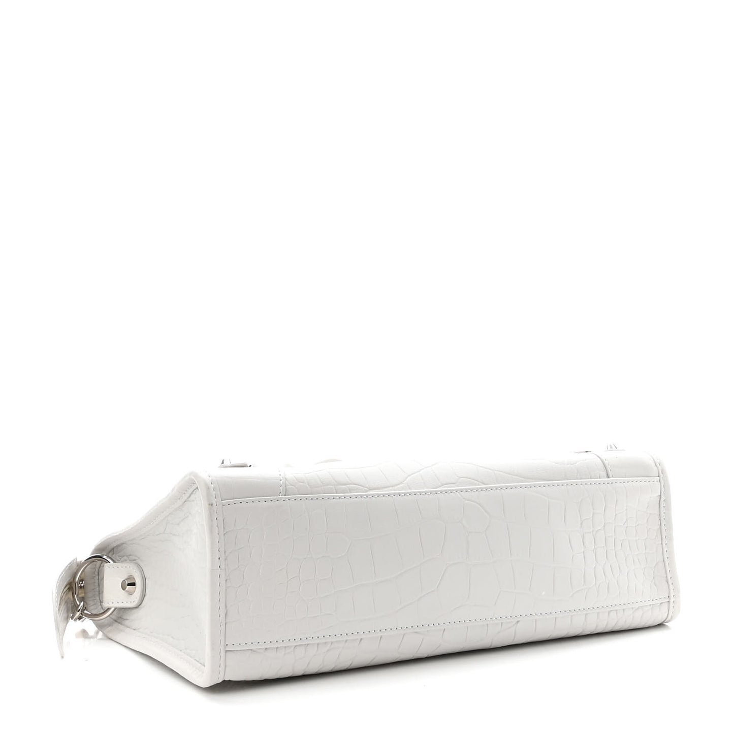 Matte Supple Lambskin Crocodile Embossed Classic Silver Hardware S City White