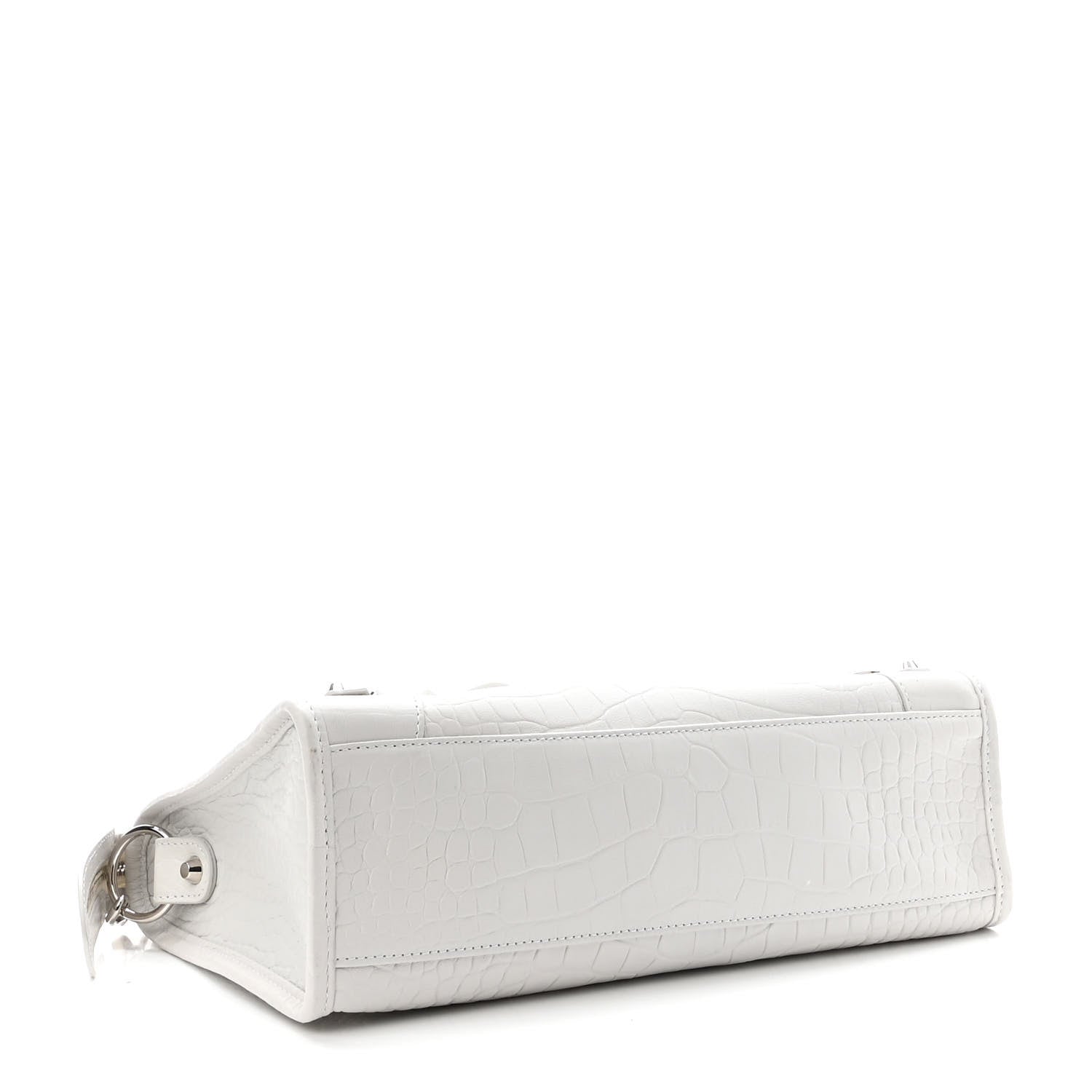 Balenciaga Matte Supple Lambskin Crocodile Embossed Classic Silver Hardware S City White 4 of 10
