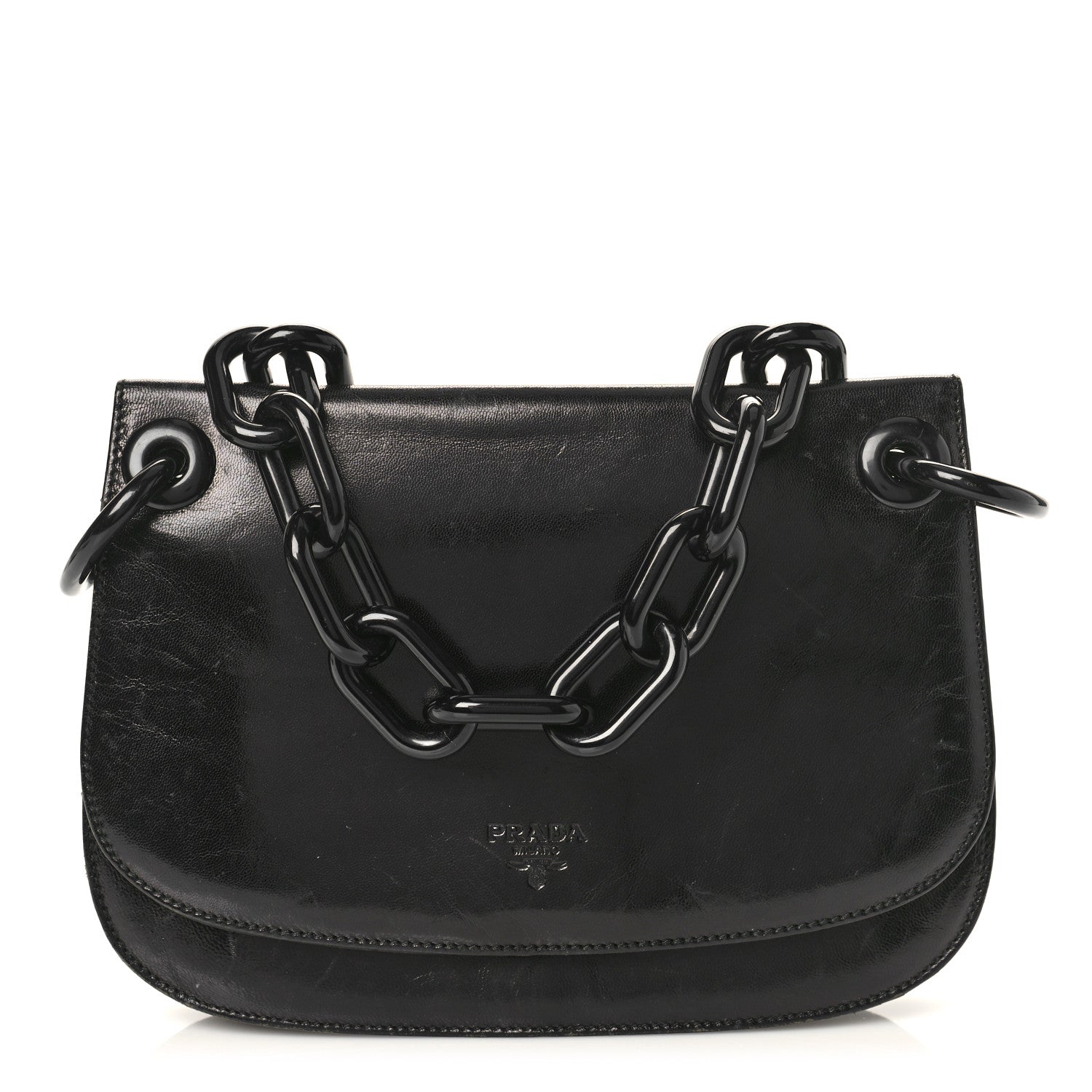 Prada Goatskin Swing Chain Shoulder Bag Black 1 of 9