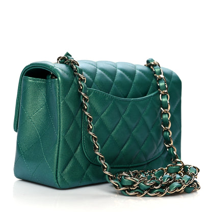 Chanel Iridescent Calfskin Quilted Mini Rectangular Flap Green 3 of 10