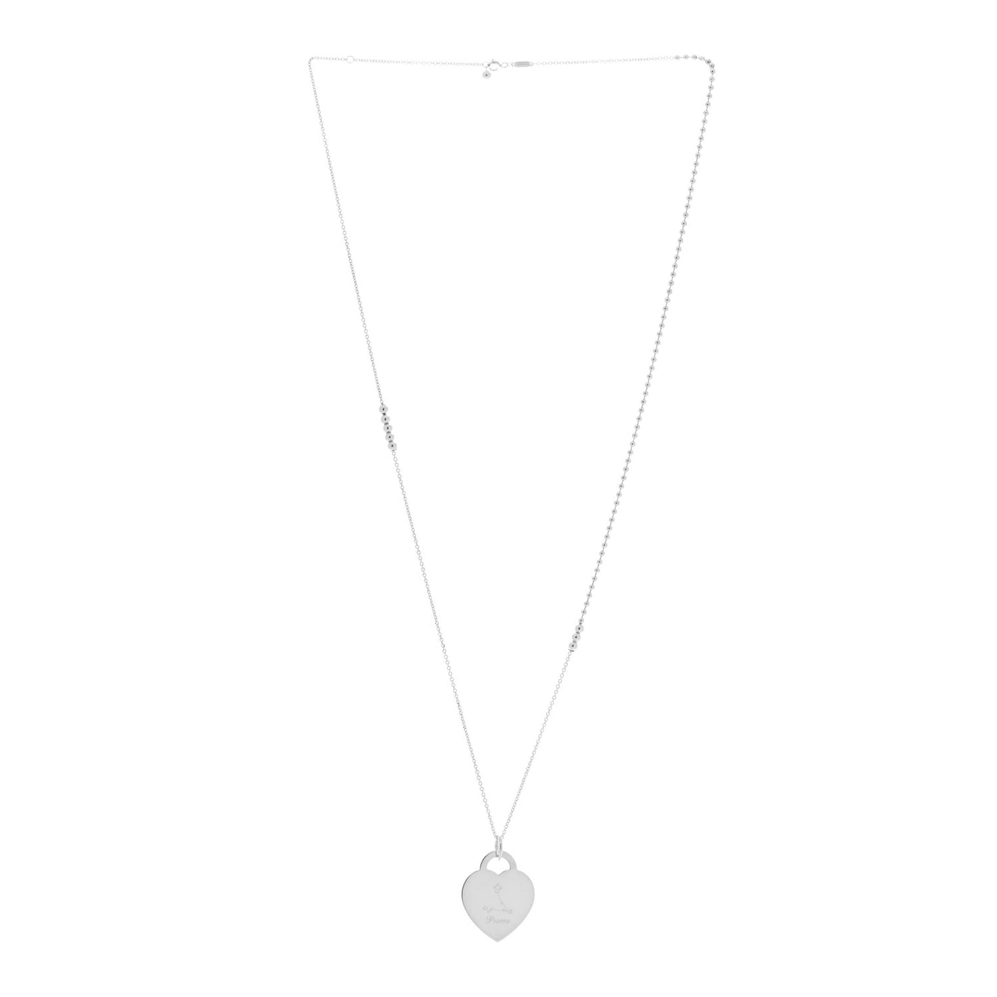 Sterling Silver Zodiac Pisces Heart Tag Pendant Necklace