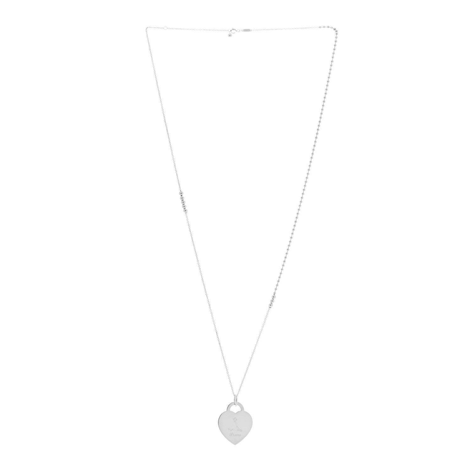Tiffany Sterling Silver Zodiac Pisces Heart Tag Pendant Necklace 2 of 6