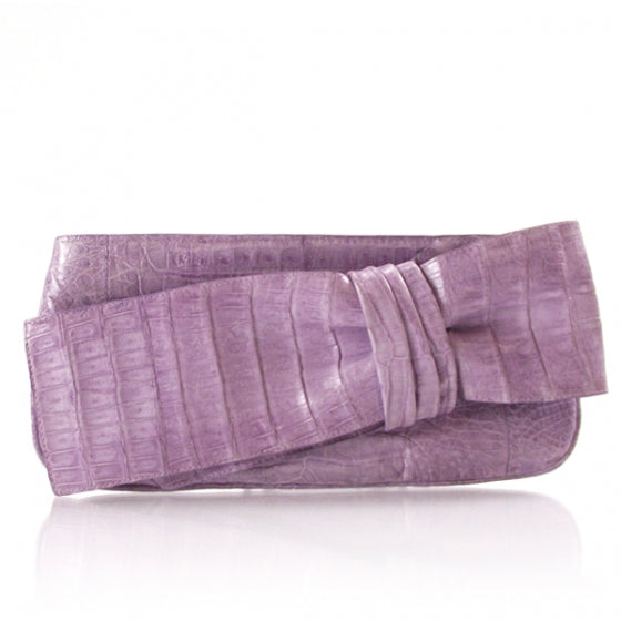 Nancy Gonzalez Crocodile Bow Envelope Clutch Lavender 1 of 5
