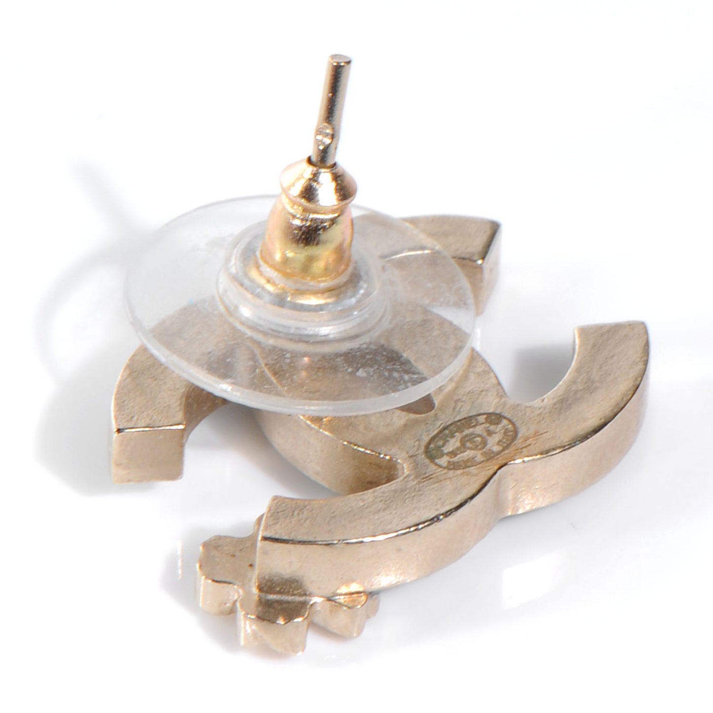 Enamel CC Clover Earrings Black Gold