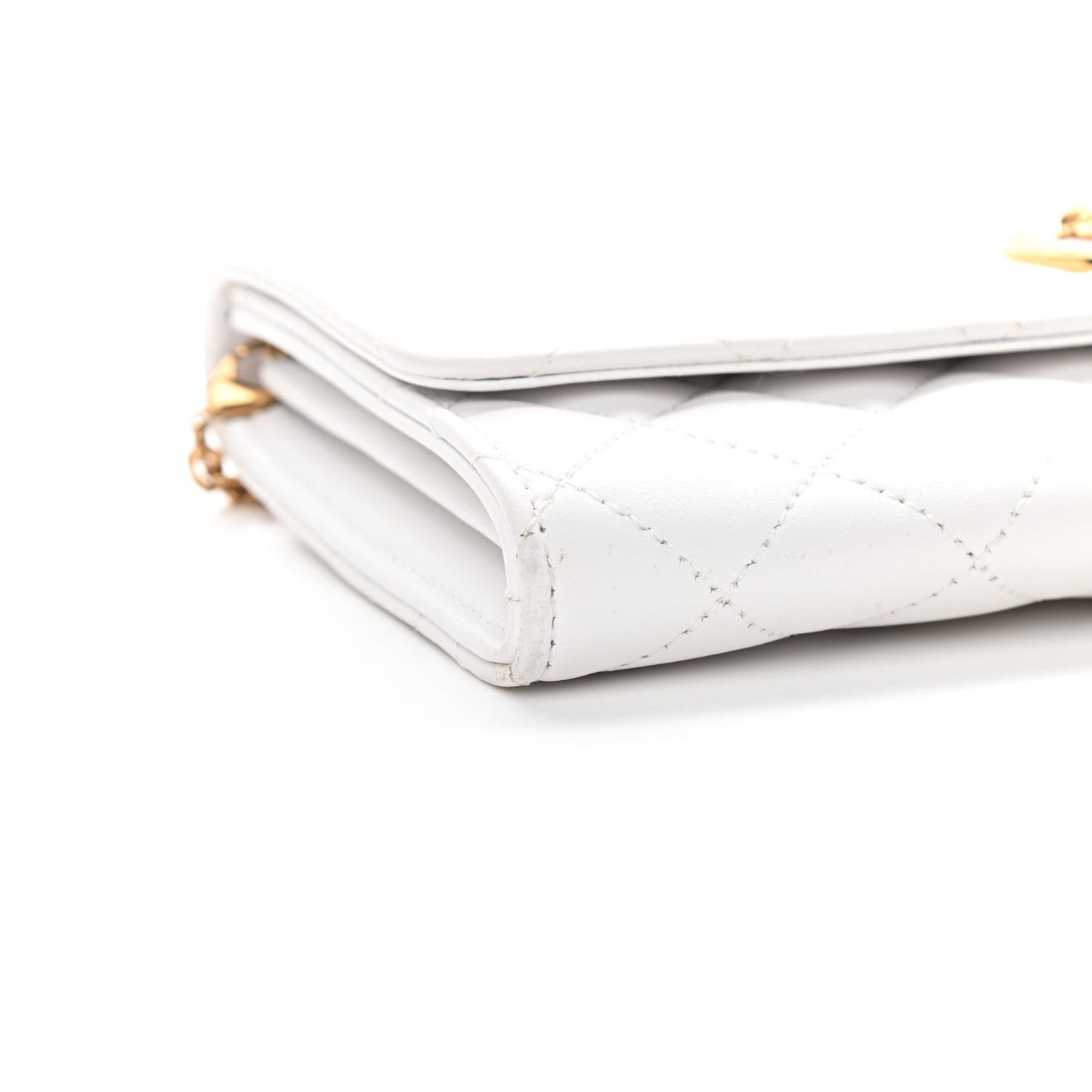 Lambskin Quilted Medusa Wallet On Chain Crossbody White