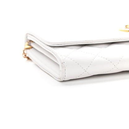 Versace Lambskin Quilted Medusa Wallet On Chain Crossbody White 7 of 8