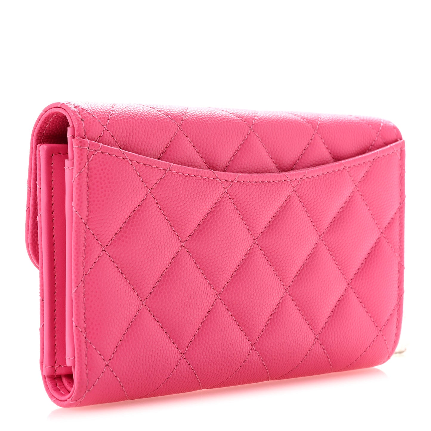 Caviar Quilted Medium Flap Wallet Pink