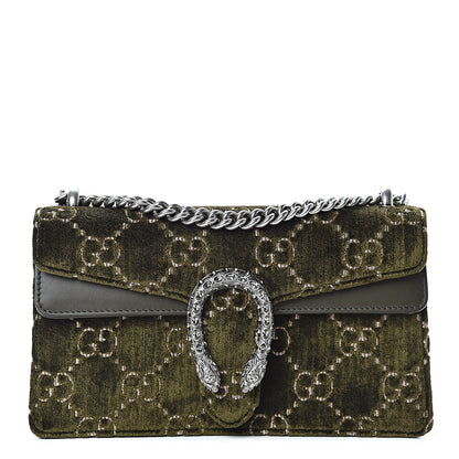 Gucci Velvet Moon Calfskin Crystal GG Monogram Small Dionysus Shoulder Bag Dark Olive Rose Gold 1 of 10