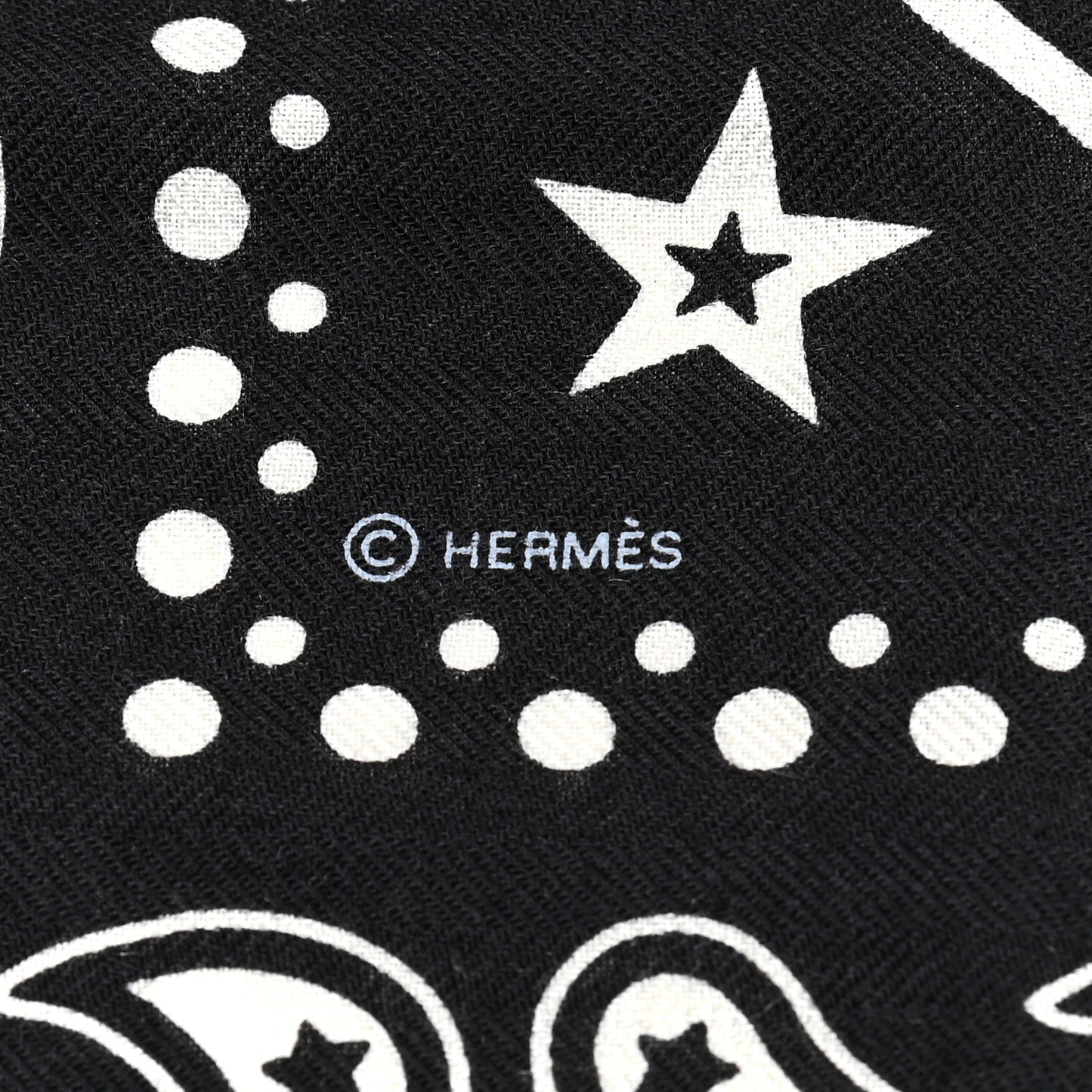 Cashmere Silk Les Cles Bandana Shawl 140 Black White