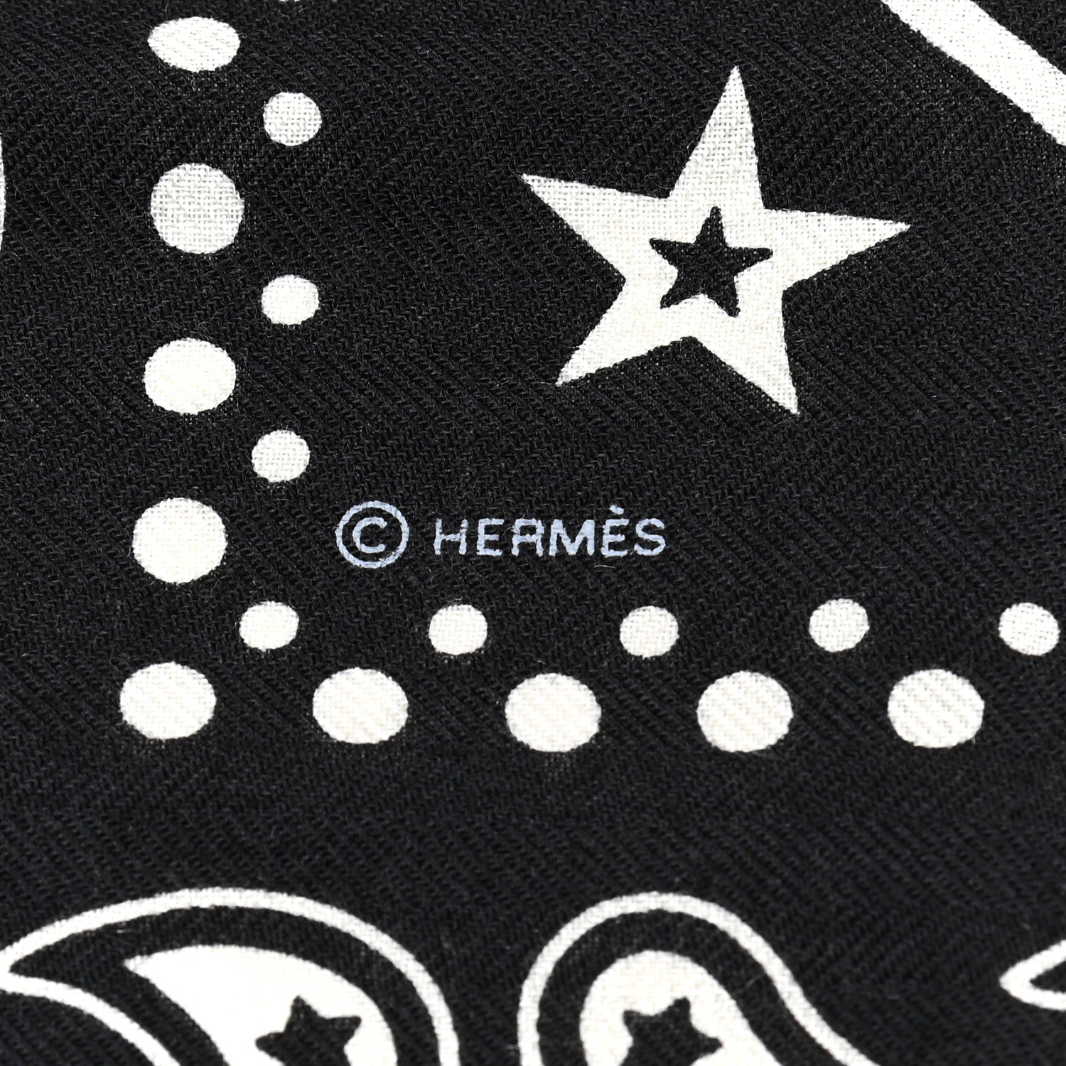 Hermes Cashmere Silk Les Cles Bandana Shawl 140 Black White 5 of 6