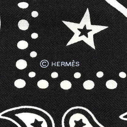 Hermes Cashmere Silk Les Cles Bandana Shawl 140 Black White 5 of 6