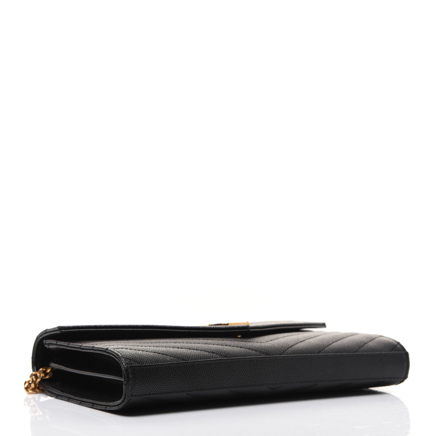 Grain De Poudre Matelasse Chevron Monogram Chain Wallet Black