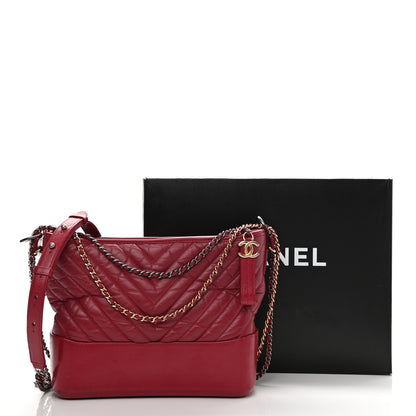 Chanel Aged Calfskin Chevron Quilted Medium Gabrielle Hobo Dark Fuchsia 16 of 16