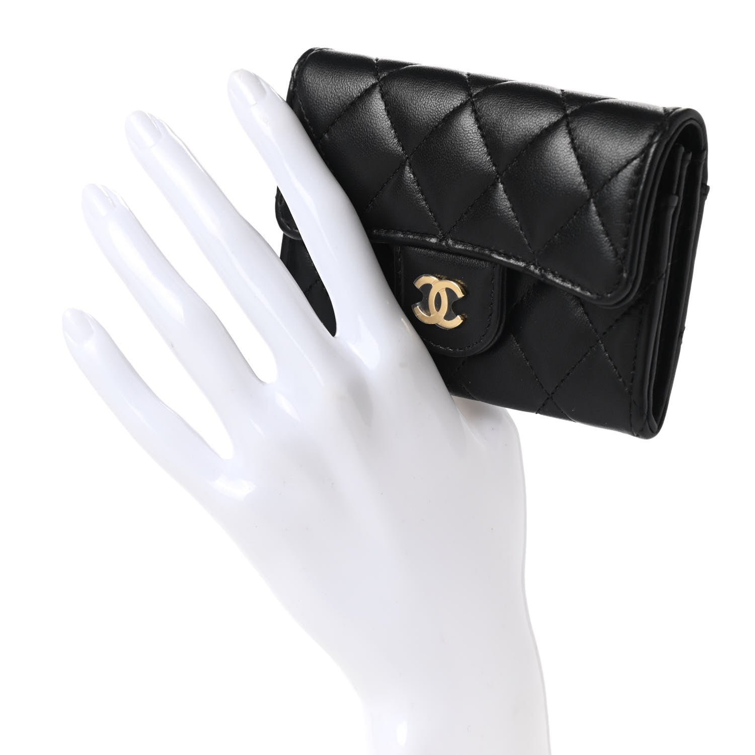 Chanel Lambskin Quilted Flap Card Holder Wallet Black 2 of 8