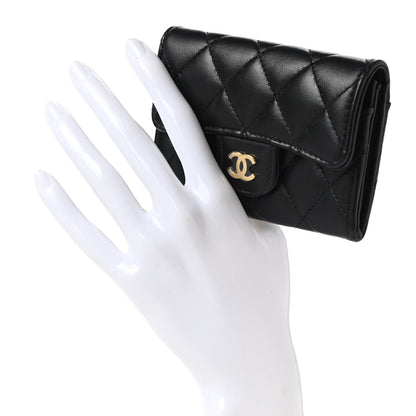 Chanel Lambskin Quilted Flap Card Holder Wallet Black 2 of 8