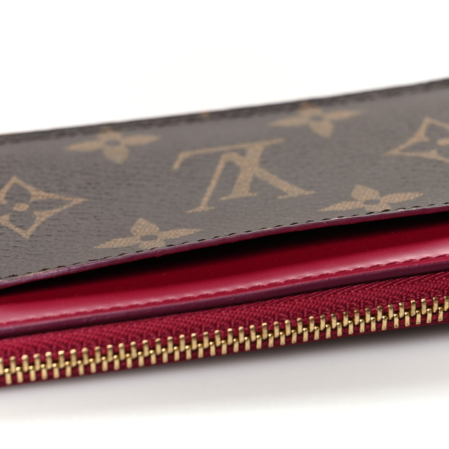 Monogram Zipped Card Holder Fuchsia