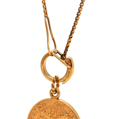 Fendi Brass Karligraphy Round Pendant Necklace 4 of 6