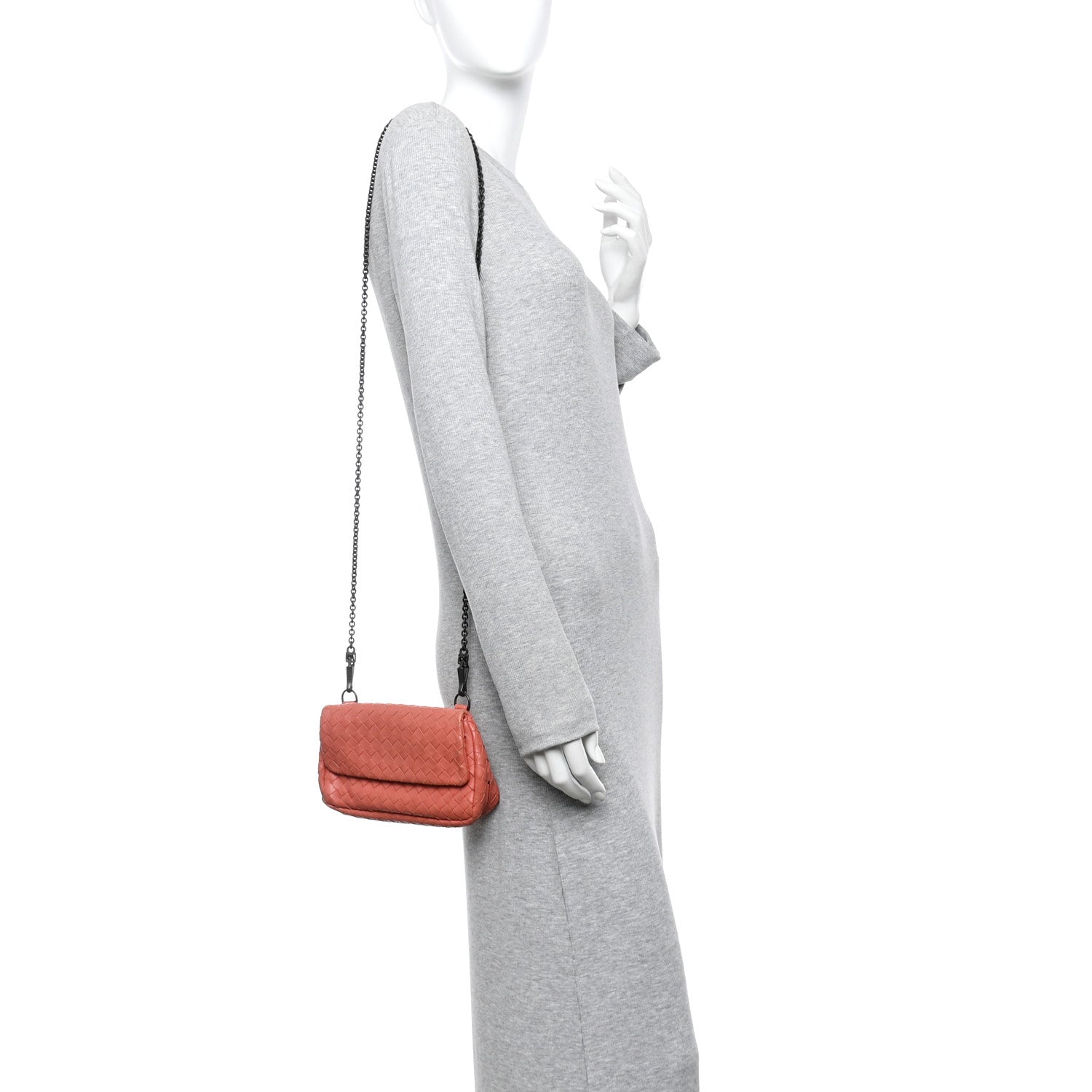 Bottega Veneta Nappa Intrecciato Small Chain Crossbody Peach 2 of 11