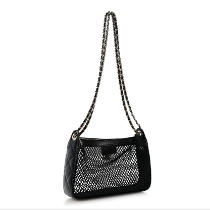 Chanel Mesh Shiny Lambskin Clutch With Chain Black 3 of 11
