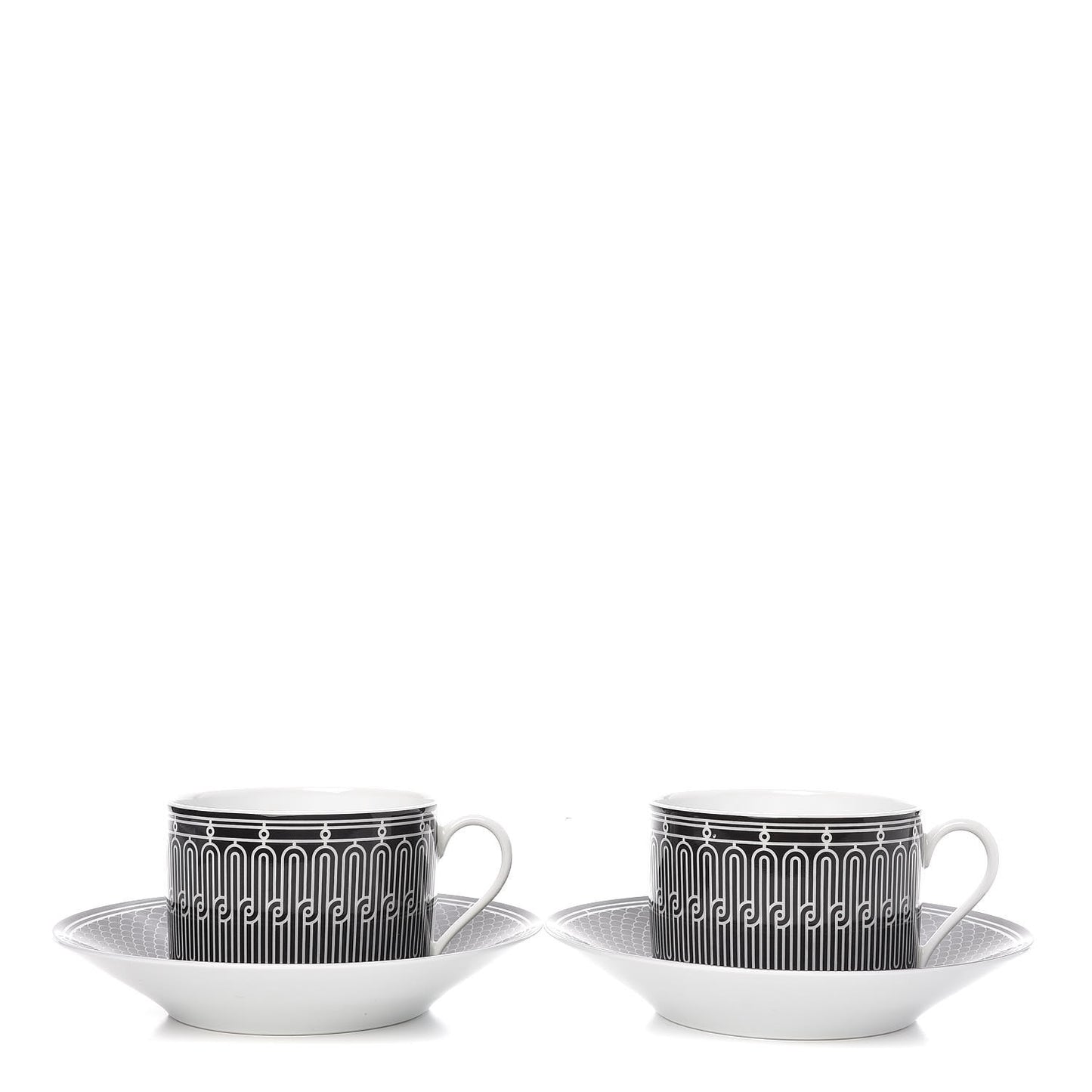 Porcelain H Deco Breakfast Cup And Saucer Set Of 2 Black