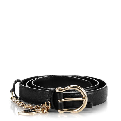 Gucci Calfskin Heart Charm Belt 90 36 Black 1 of 6