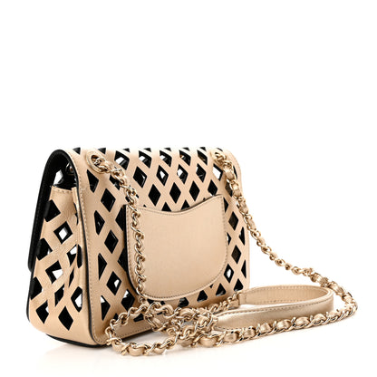 Chanel Metallic Lambskin Small Sea Through Flap Gold Black 3 of 14