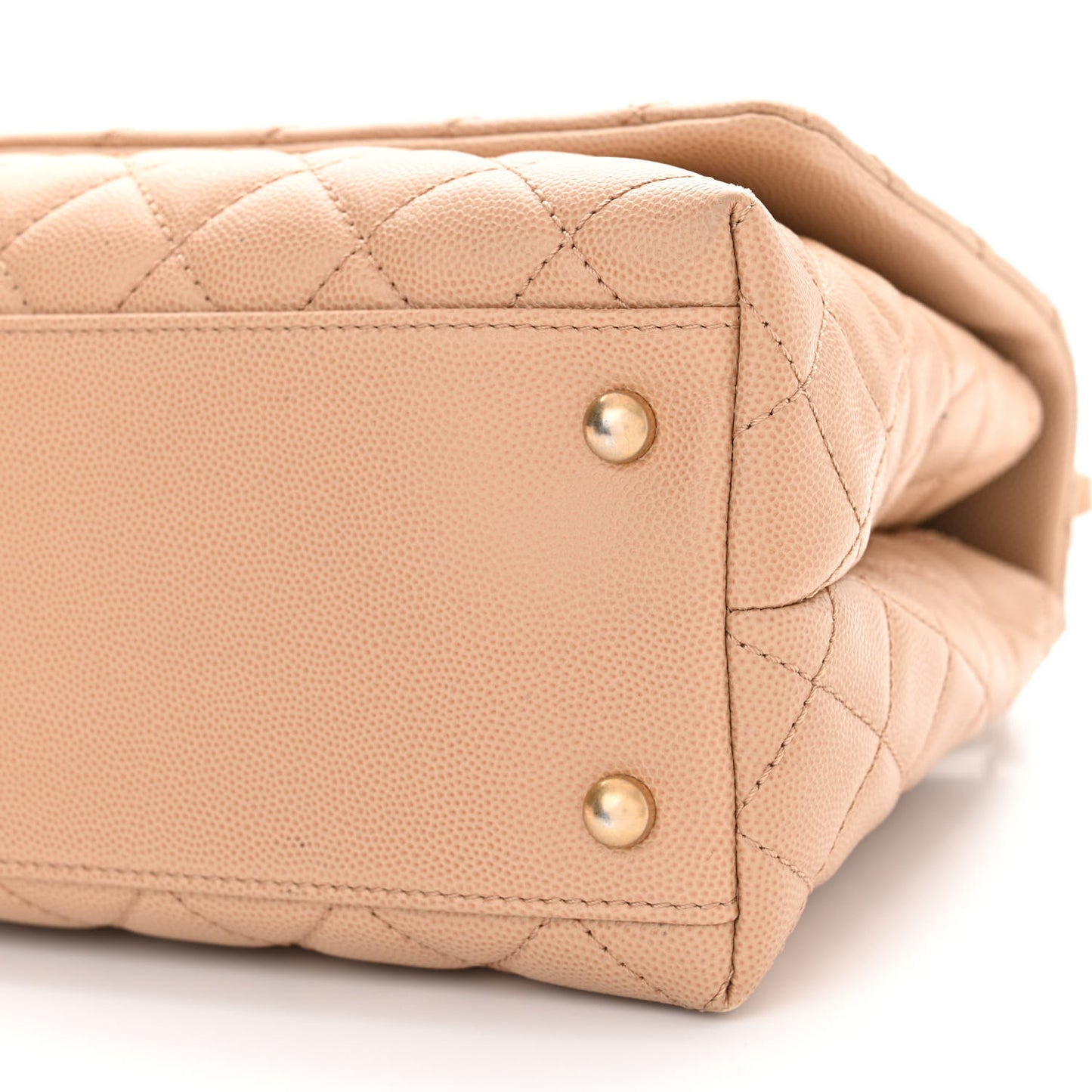 Caviar Lizard Embossed Quilted Small Coco Handle Flap Beige