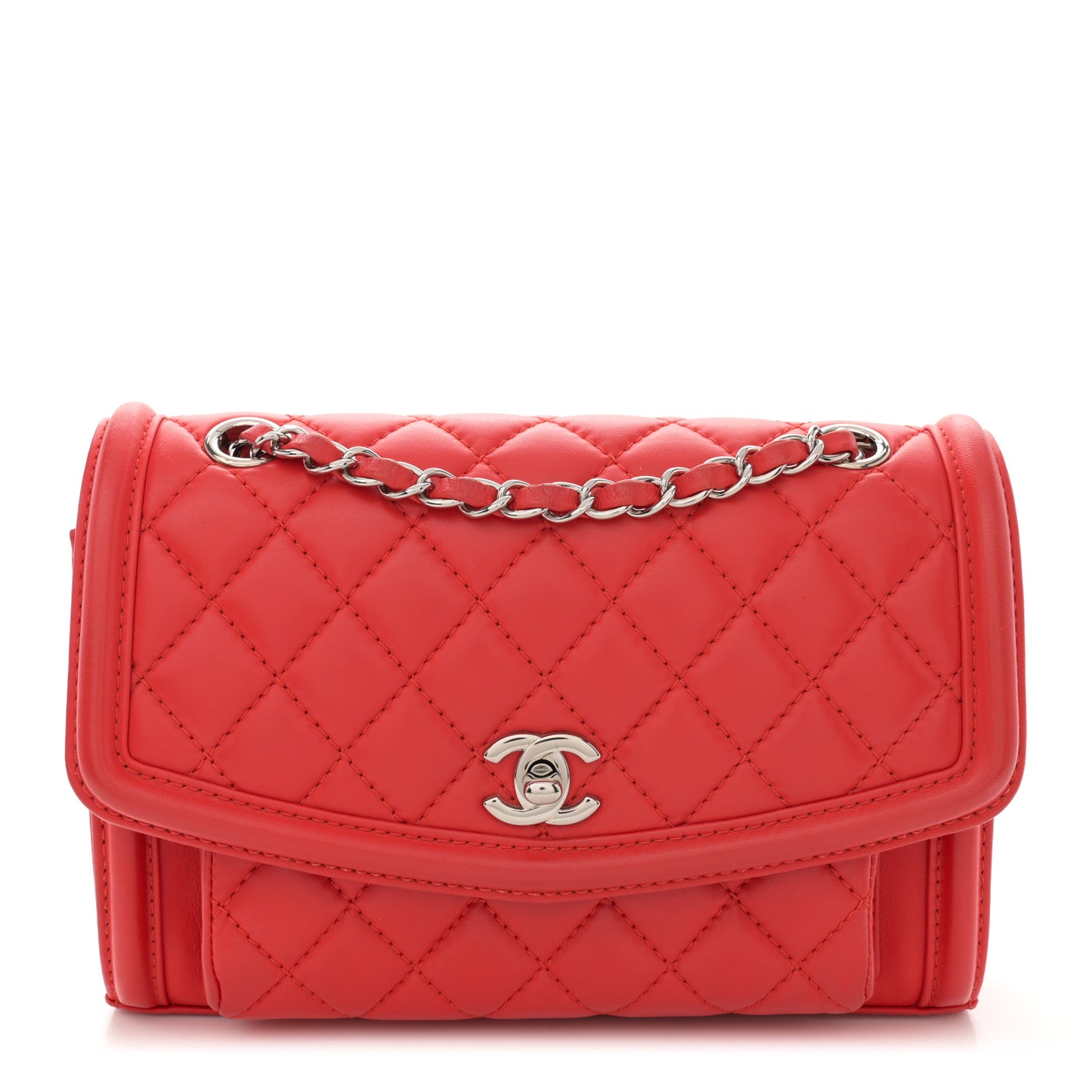 Lambskin Quilted Small Geometric Flap Red