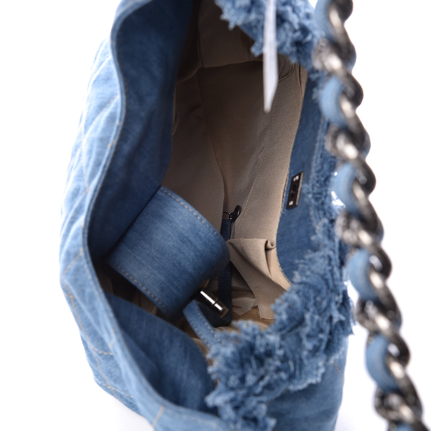Chanel Denim Quilted Chain Hobo Light Blue 7 of 9