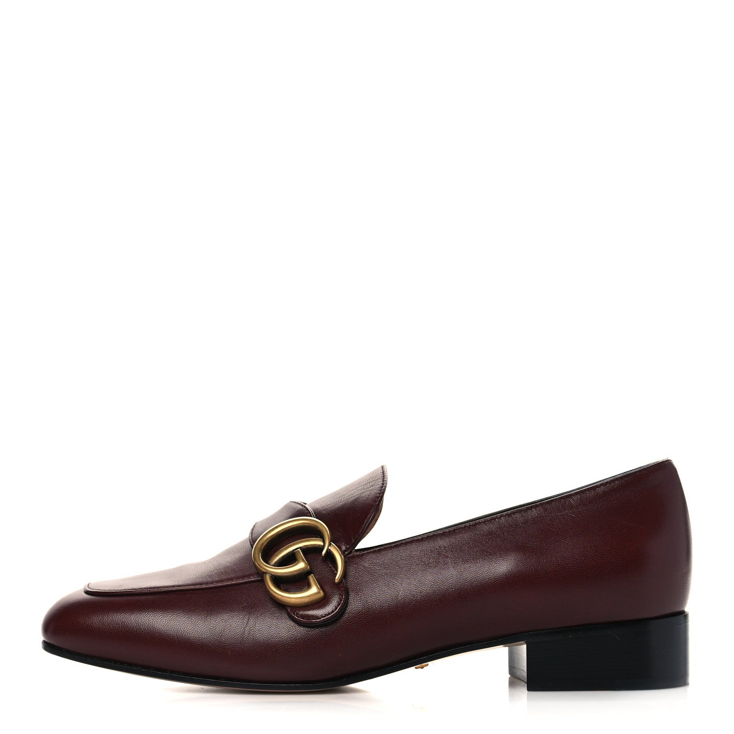 Gucci Malaga Kid Womens GG Marmont Loafers 37 Vintage Bordeaux 1 of 9