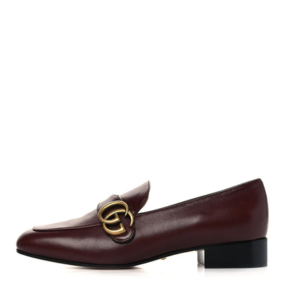 Gucci Malaga Kid Womens GG Marmont Loafers 37 Vintage Bordeaux 1 of 9
