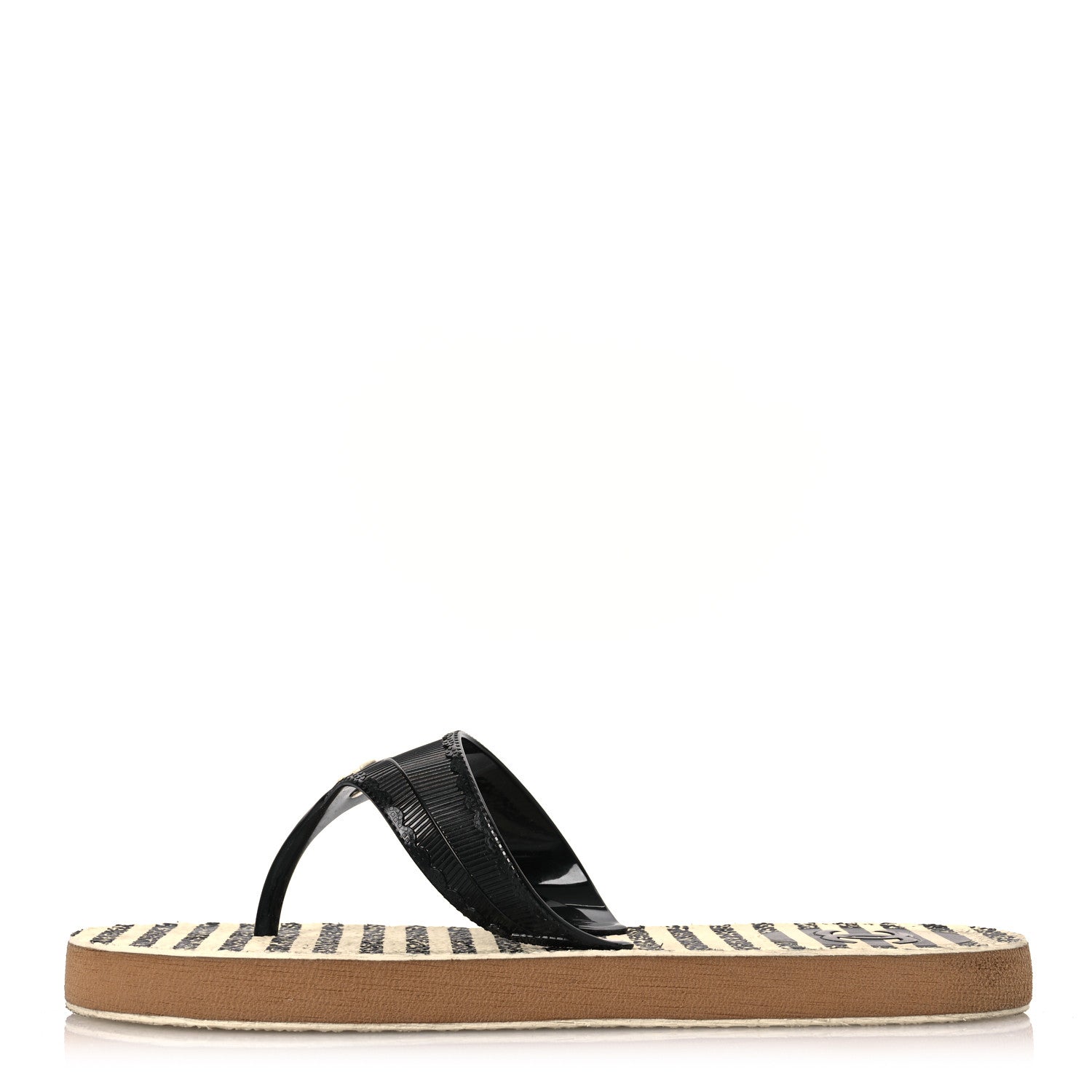 Chanel Entre Doigts Thong Sandals 39 Black White 1 of 11