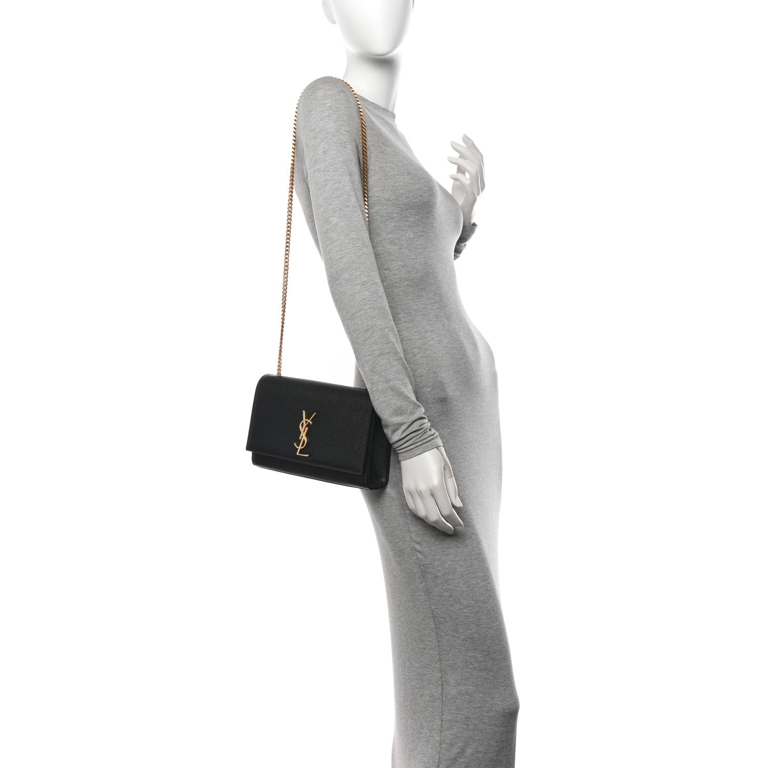 Saint Laurent Grain De Poudre Medium Classic Monogram Kate Satchel Black 2 of 11