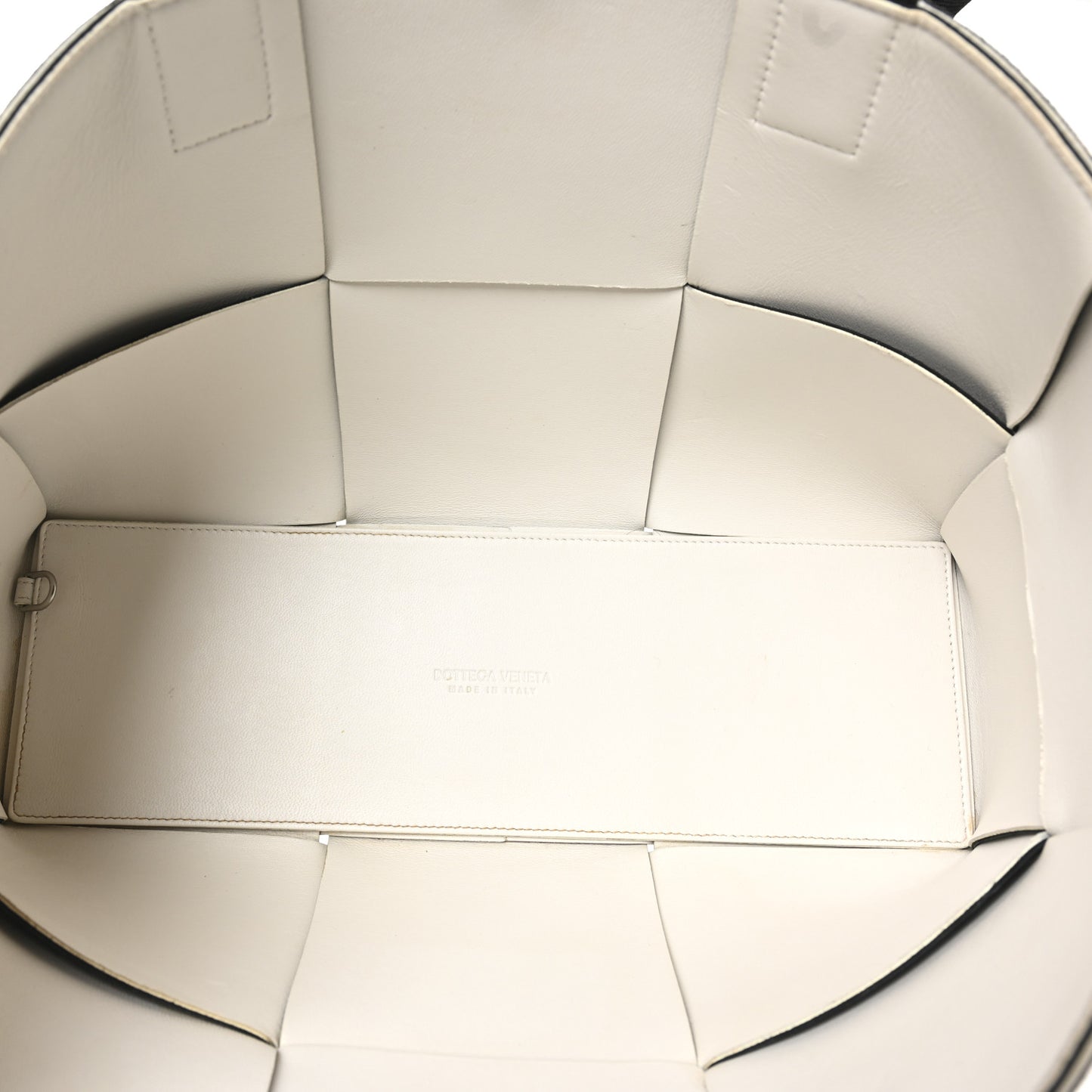 Nappa Maxi Intrecciato Medium Arco Tote Black White