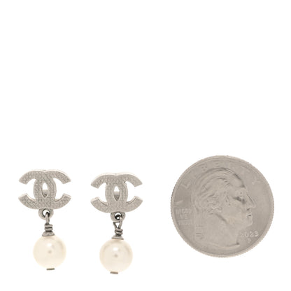 Chanel Pearl CC Drop Earrings Silver 2 of 6