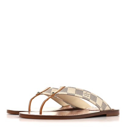 Louis Vuitton Damier Azur Sunny Flat Thong Sandals 37.5 4 of 9