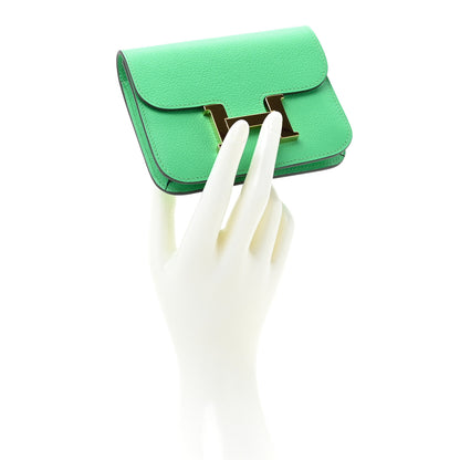 Hermes Evercolor Bi-Color Constance Slim Wallet Vert Comics Bleu Zellige 2 of 11