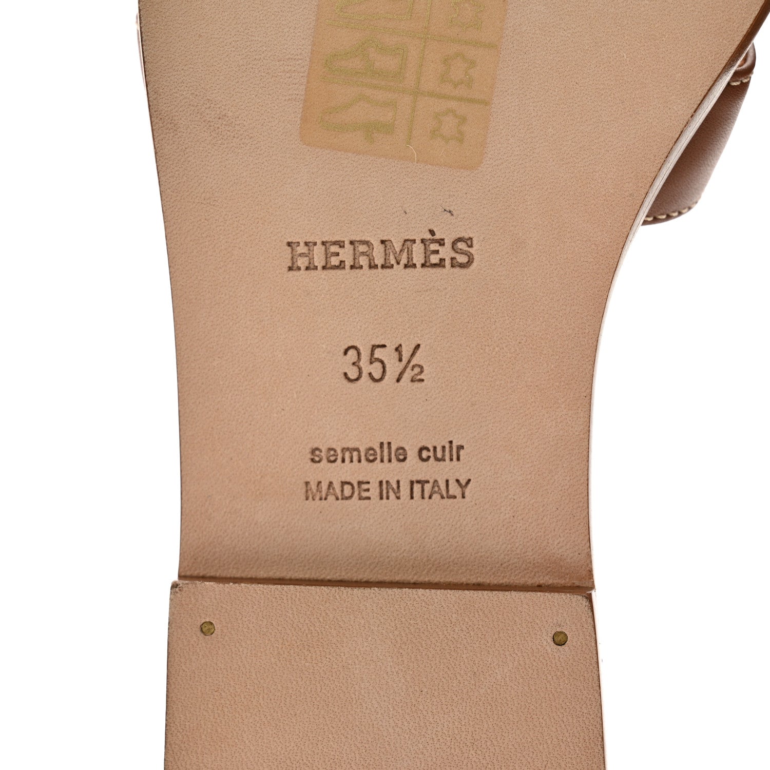 Hermes Box Calfskin Oran Sandals 35.5 Gold 7 of 9