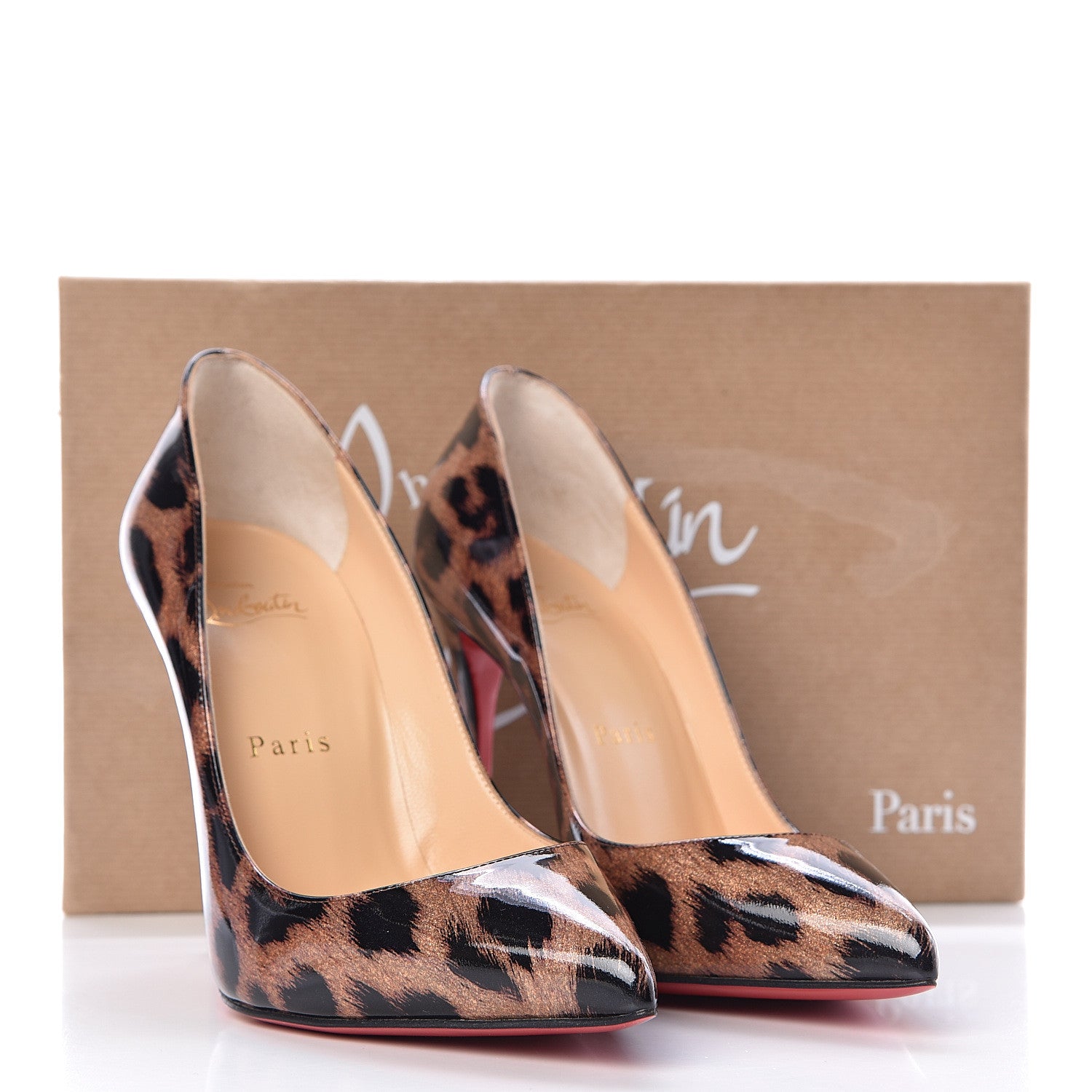 Christian Louboutin Patent Glitter Leopard Print Pigalle Follies 100 Pumps 36 Gold 10 of 10