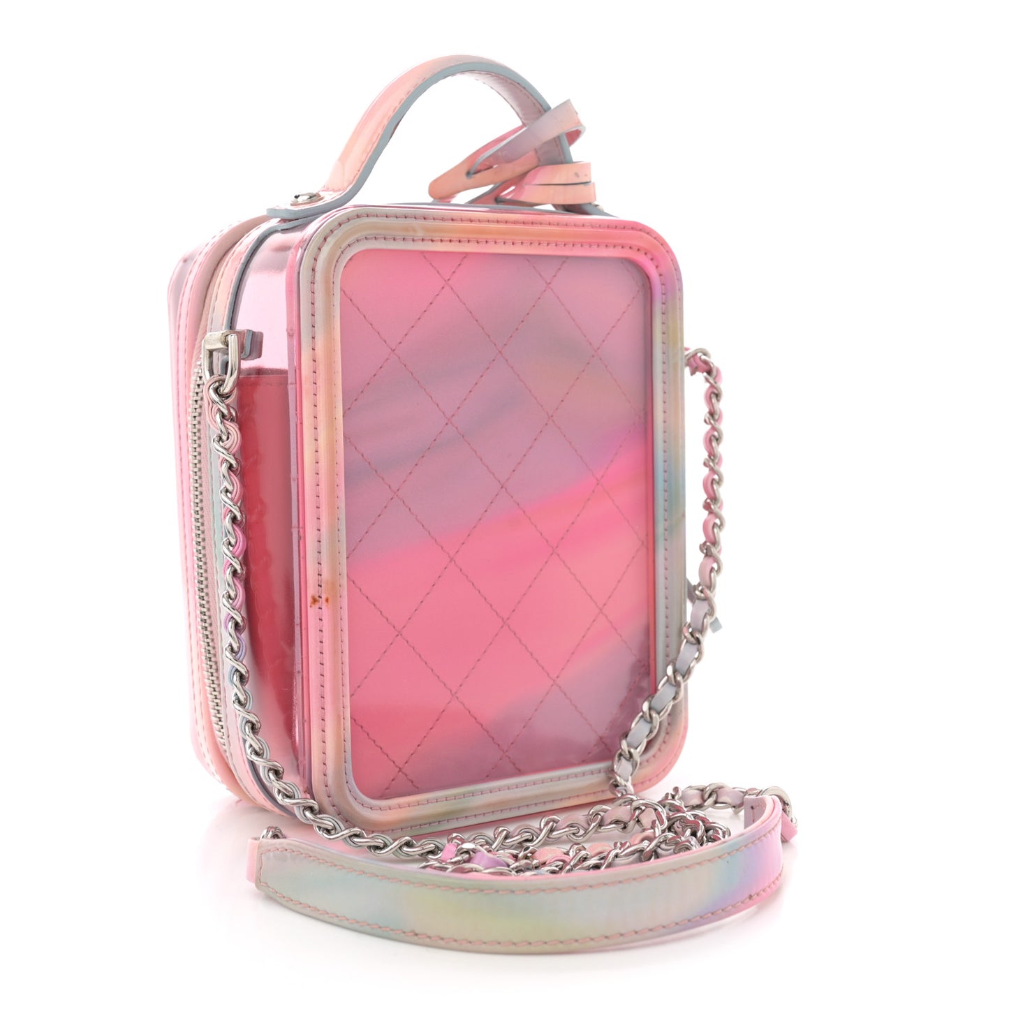 PVC Patent Calfskin Patent Lambskin Vertical Vanity Case Pink