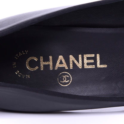 Chanel Lambskin Grosgrain Cap Toe Pearl Pumps 37 Black 8 of 11