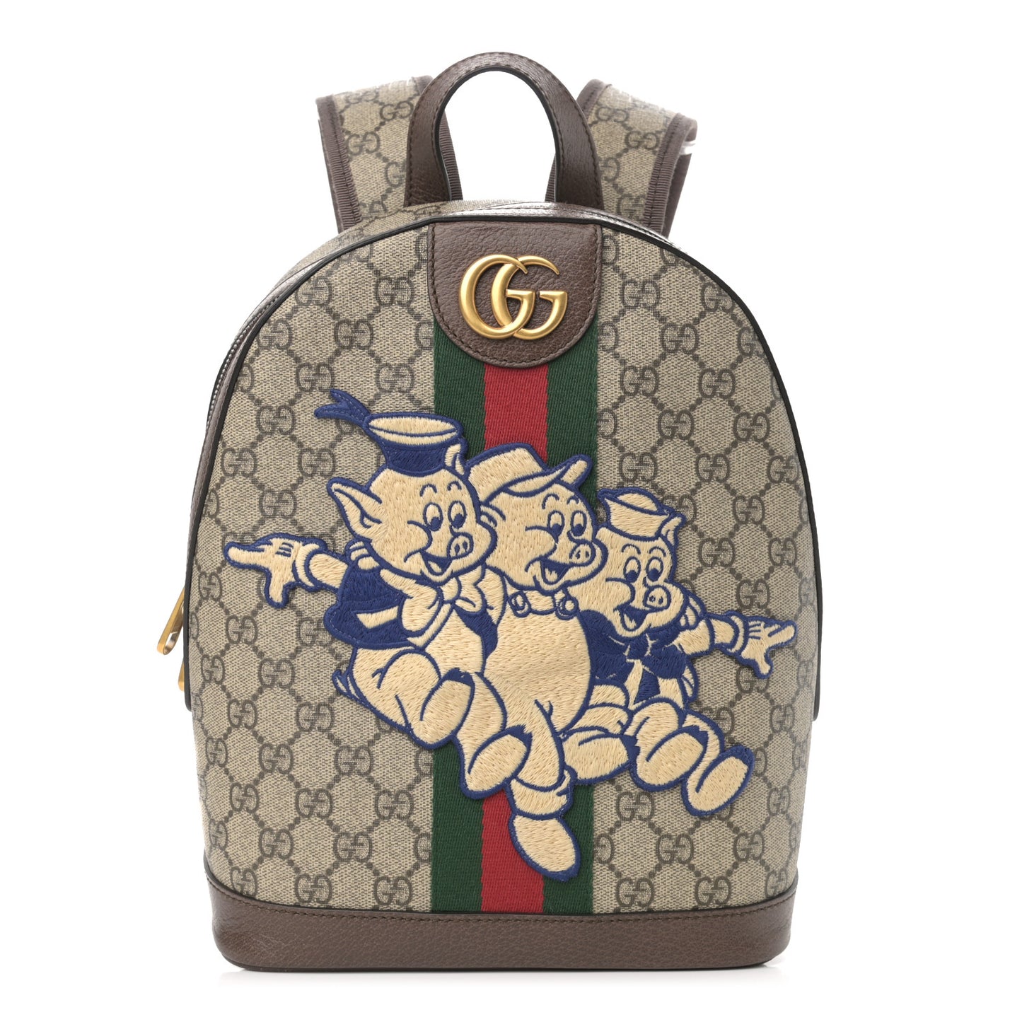 X DISNEY GG Supreme Monogram Web Three Little Pigs Ophidia Dome Backpack Beige New Acero