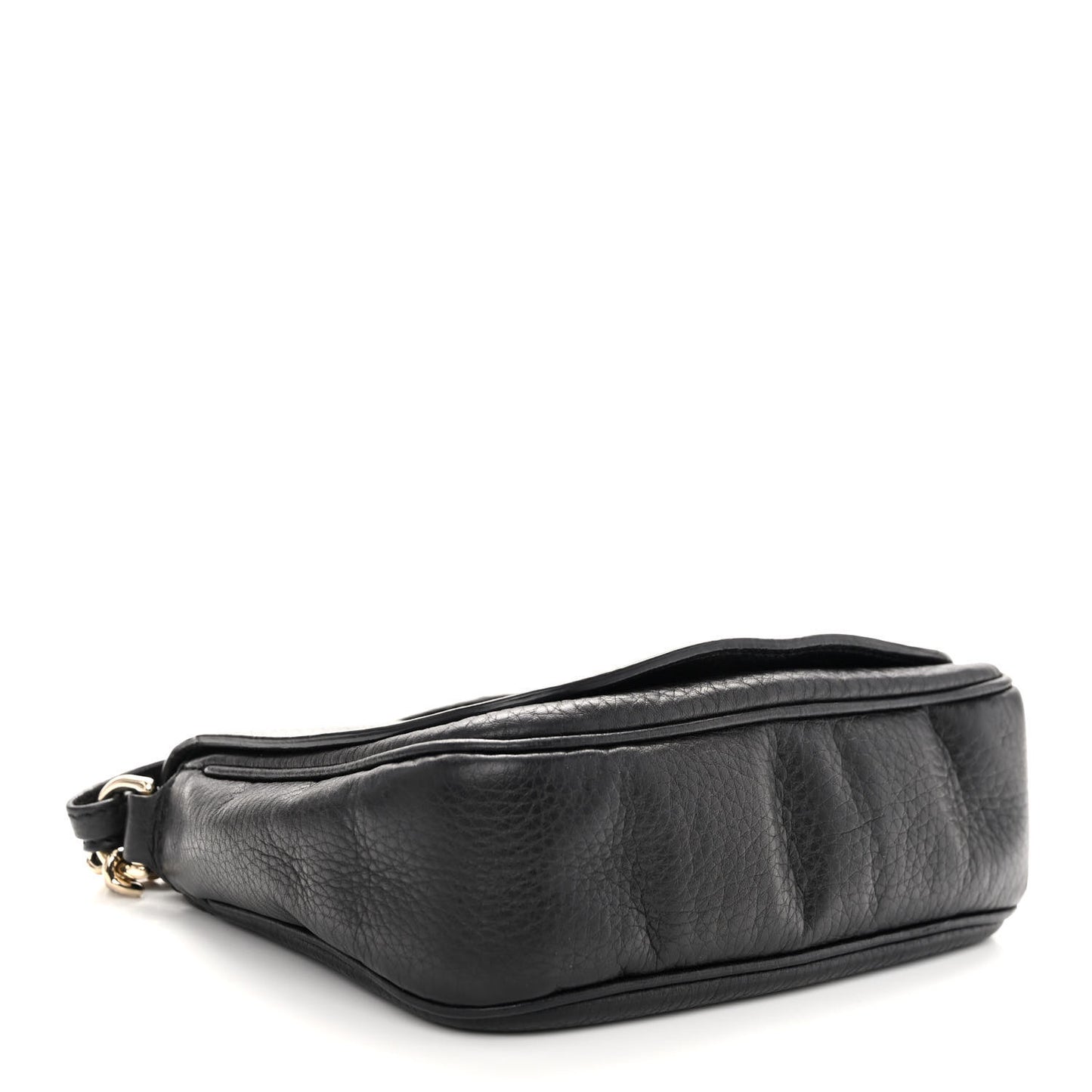 Pebbled Calfskin Small Soho Flap Crossbody Black