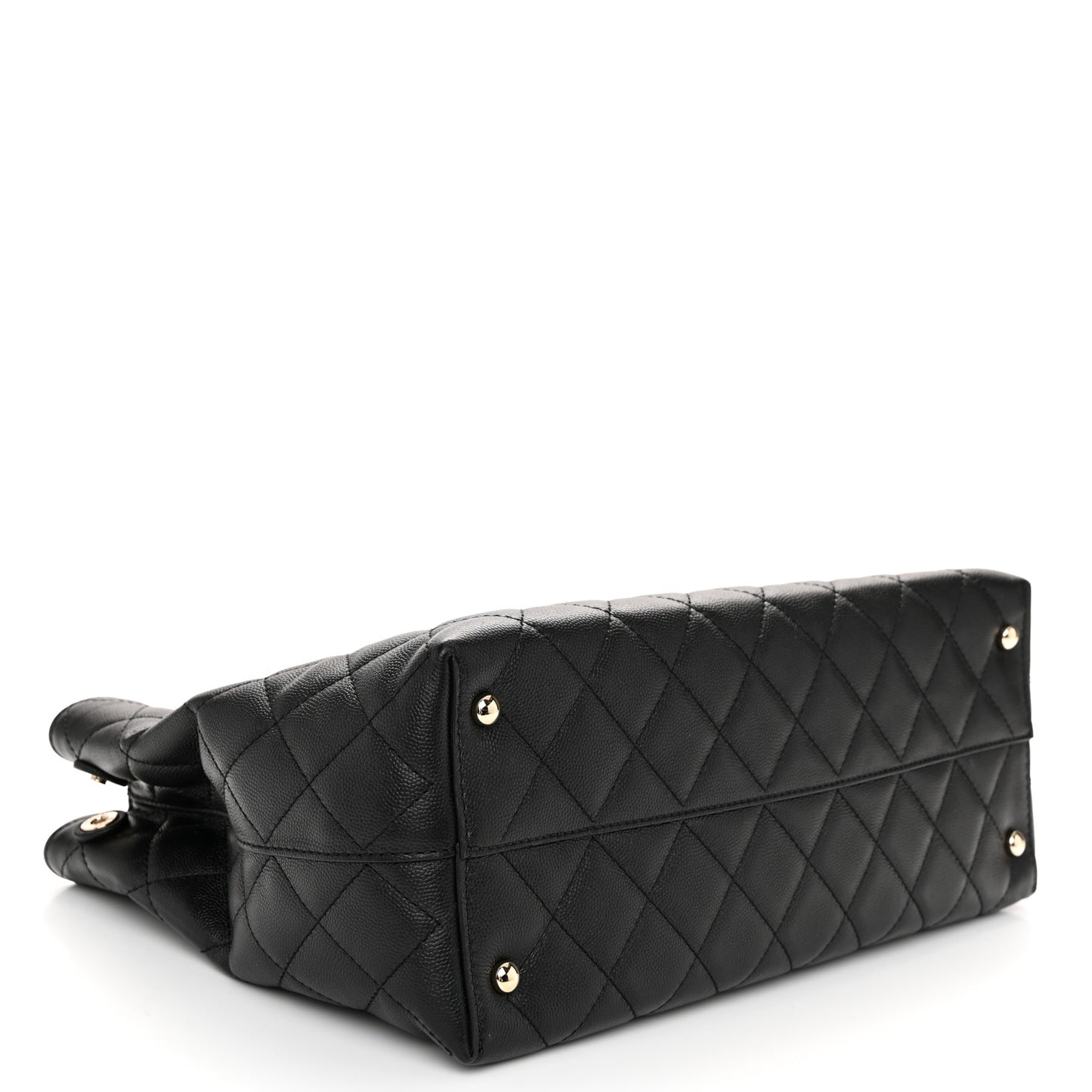 Caviar Quilted Small Shopping Tote Black