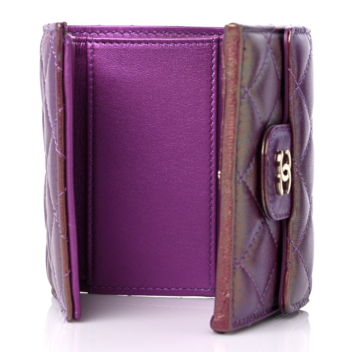 Chanel Iridescent Lambskin Small Quilted Flap Wallet Purple 5 of 13