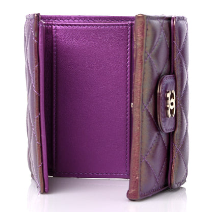 Chanel Iridescent Lambskin Small Quilted Flap Wallet Purple 5 of 13