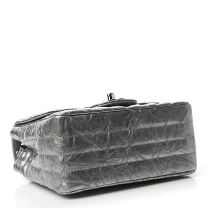 Chanel Metallic Patent Crumpled Calfskin Chevron Quilted Mini Square Flap Silver 4 of 12